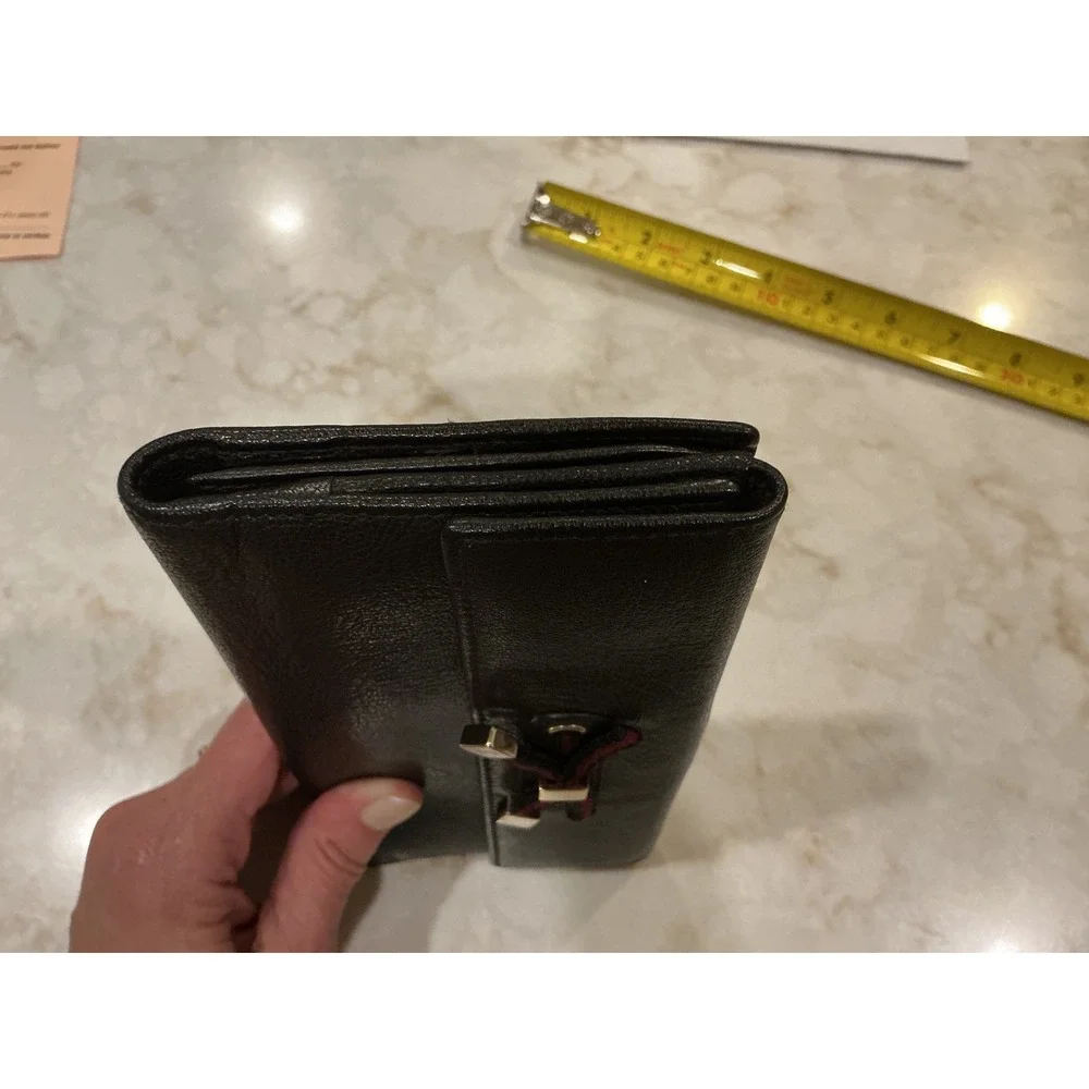 Gucci Black Pebbled Leather Continental Wallet with‎ Red & Blk Ribbon Bow Detail - Picture 14 of 16